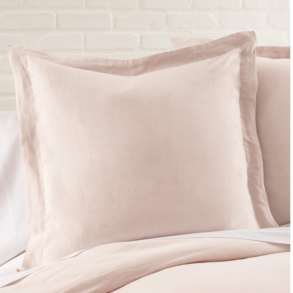 Blush Linen Euro Sham Cover 26x26”